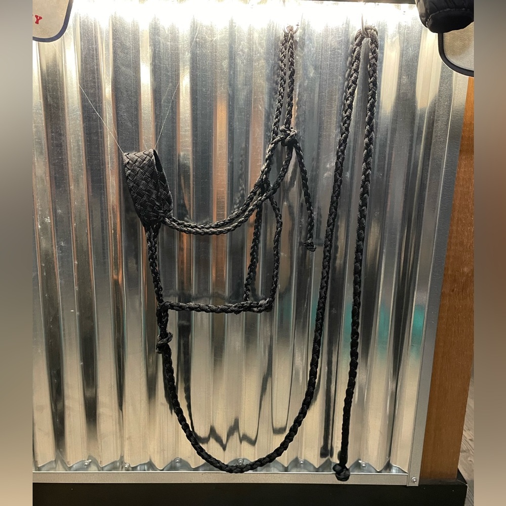 Black Hand Braided Mule Tape Halter